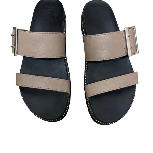 Sorel Cameron Flatform Buckle Sandals | Size 8.5 | Taupe & Black | Chunky Sole - Picture 1 of 6